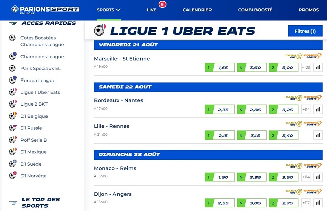 Ligue 1 Parions Sport en Ligne